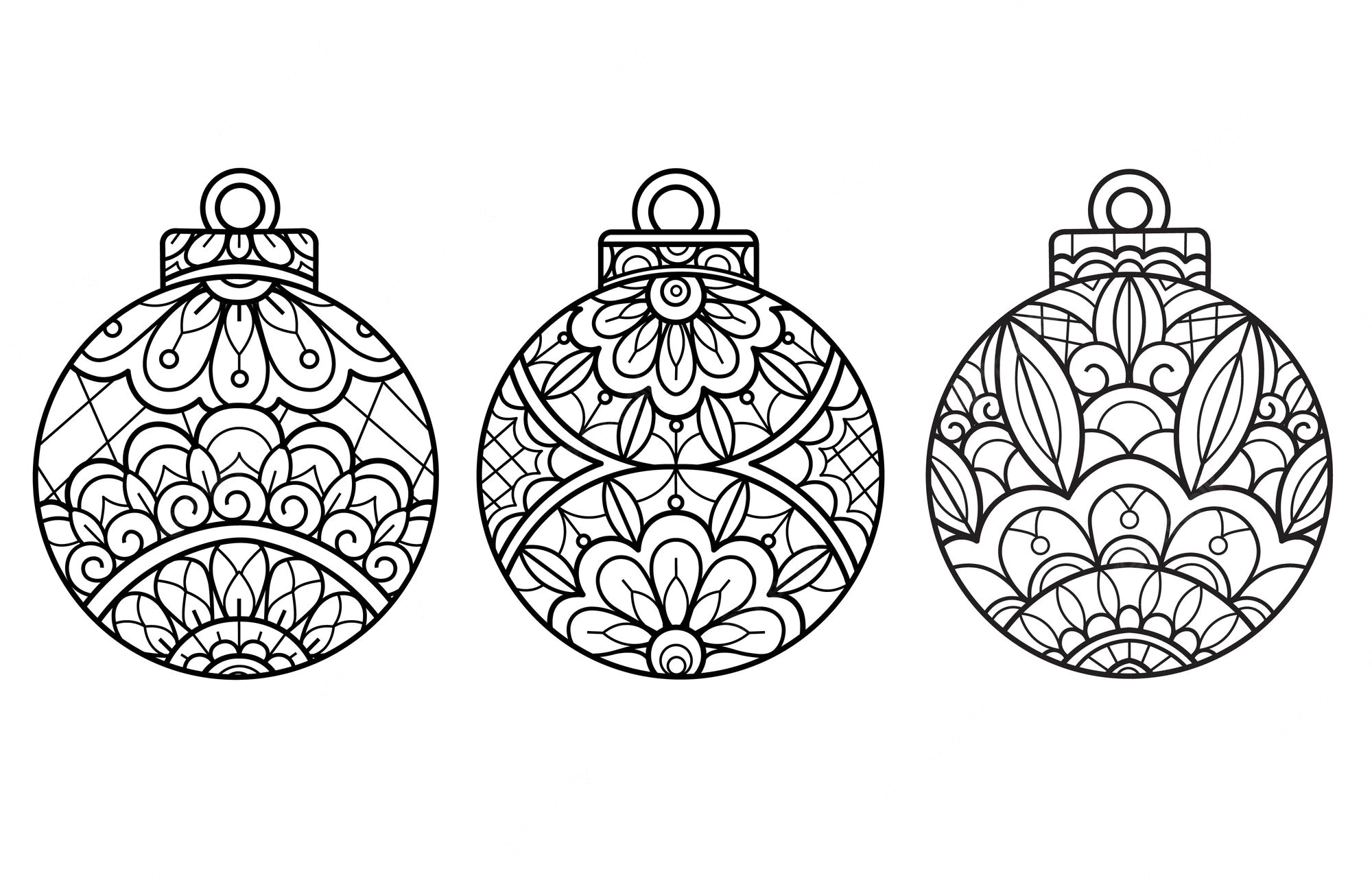 Kolorowanka antystresowe trzy bombki choinkowe